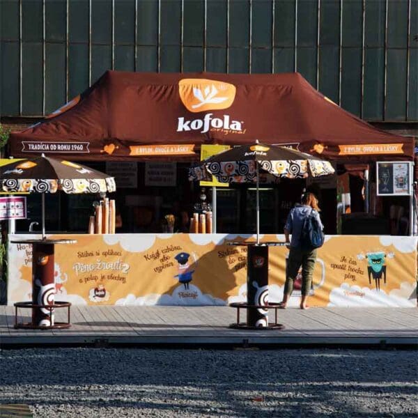 Branded gazebo in use