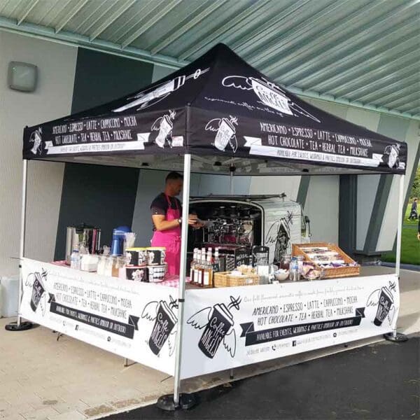 branded gazebo in use