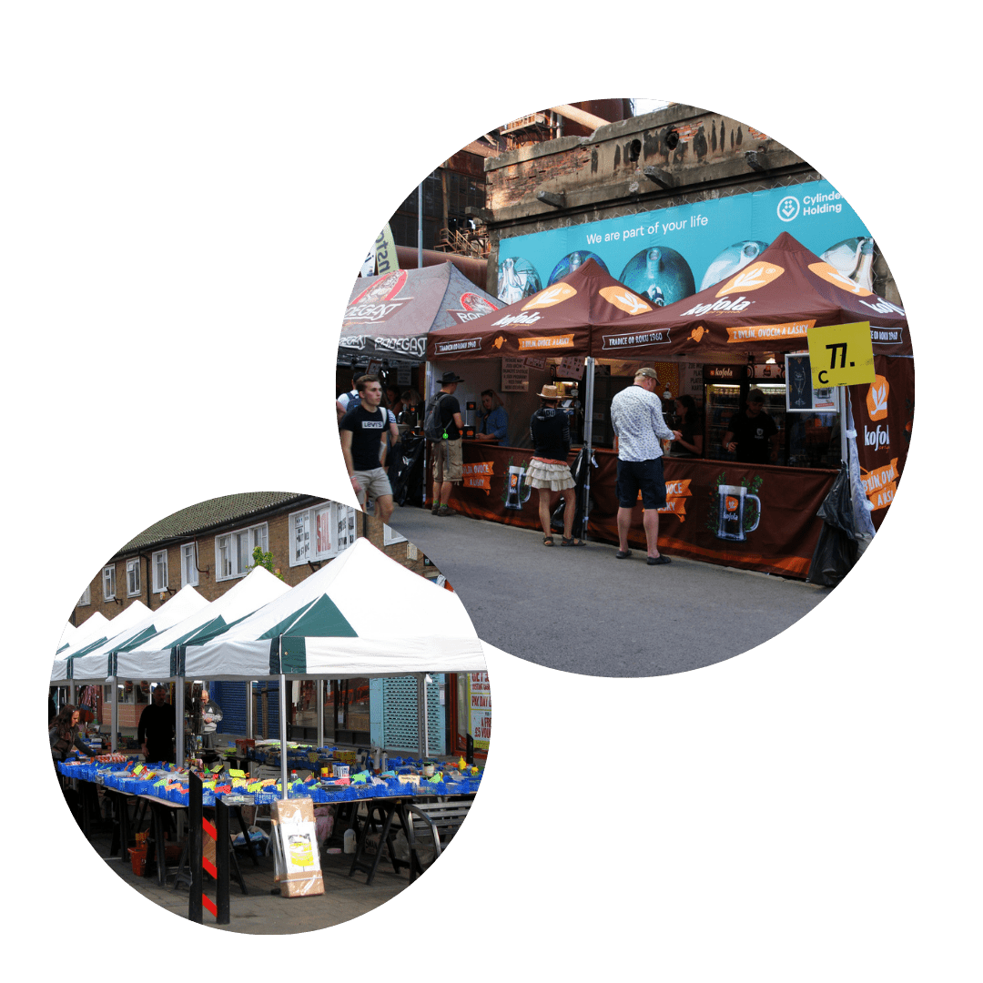 Image of market stall gazebos.